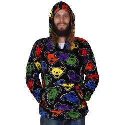 Grateful Dead Fleece Pull Over Hoodie Rainbow Bears