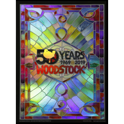 Woodstock Stained Glass 50th Anniversary Foil Poster 12x16 Inches *CLEARANCE*