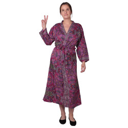 Silky Magenta Paisley Robe