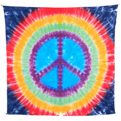 Rainbow Peace Sign Tie-Dye Tapestry 58x58