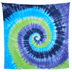 Blue & Green Spiral Tie-Dye Tapestry 58x58