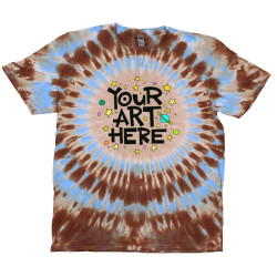 Center Circle Brown & Blue Tie Dyed T-Shirt featuring your Custom Art