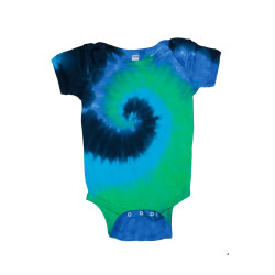 Blue Green Spiral Tie Dye Baby Romper