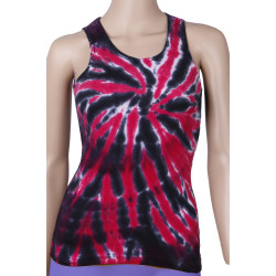 Tie Dyed Boy Beater Fitted Tank Top Red & Black
