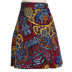 Sunburst Short Wrap Skirt with Zip Pocket