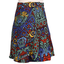 Blueburst Short Wrap Skirt with Zip Pocket