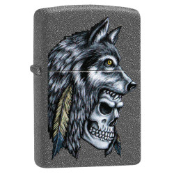 Wolf Skull Feather Zippo Lighter Wolf Skull Feather Zippo Lighter