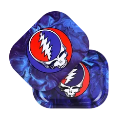 SYF Swirls Grateful Dead Small Metal Rolling Tray and Lid Combo 7x5.5"