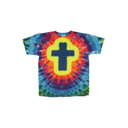 Tie Dyed T-Shirt Rainbow Cross