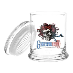 Skull and Roses Grateful Dead Glass Jar with Pop Top  1/2 Oz