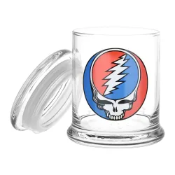 Steal Your Face Grateful Dead Glass Jar with Pop Top 1/2 Oz