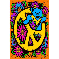 3D Grateful Dead Peace Bear Mini Tapestry 30x45 - Art by Ben Corn